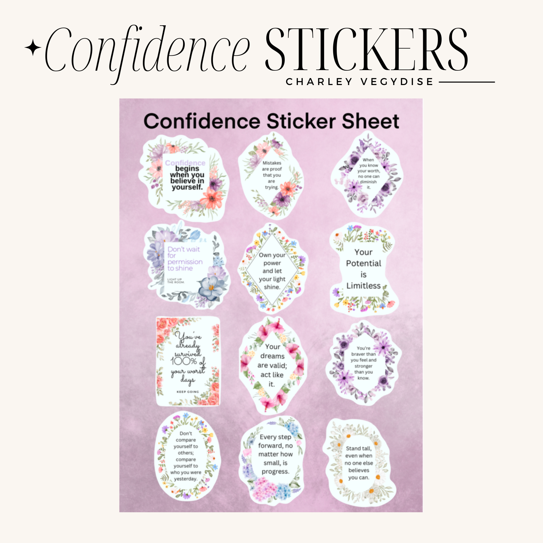 Confidence Sticker Sheet for Planner