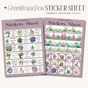 Greenhouse and Succulent Whimsy Dou Sticker Sheets for Planners