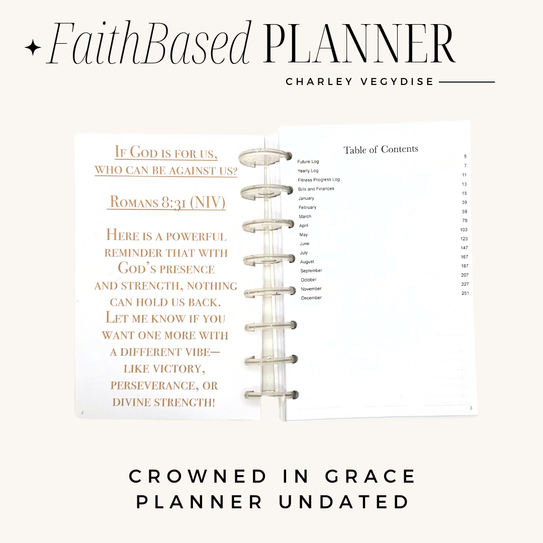 Crowned In Grace Undated Planner - Printable Undated Christian Planner