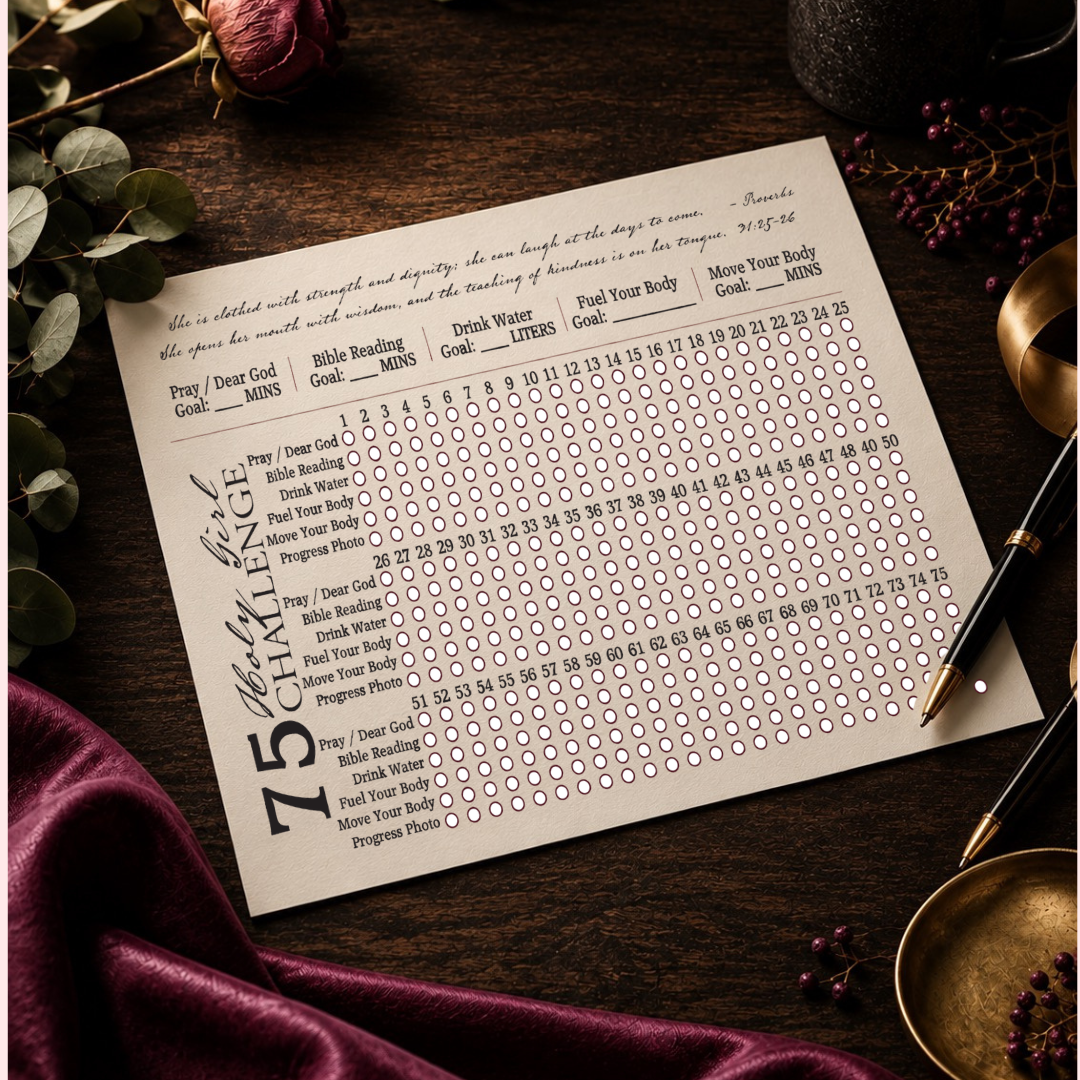 75 Day Holy Girl Challenge Tracker: Free Faith Challenge