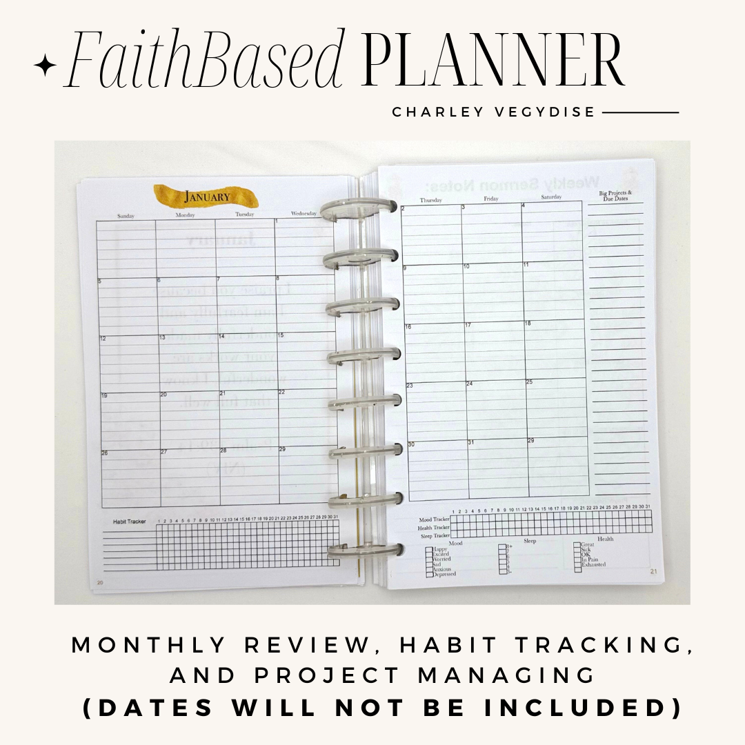 Crowned In Grace Undated Planner - Printable Undated Christian Planner