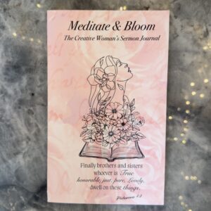 Meditation and Bloom pink paperback sermon coloring notebook 5.5x8.5 inches cover